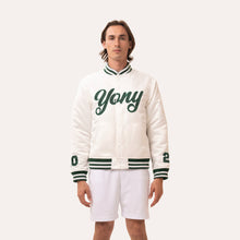 Load image into Gallery viewer, Varsity Satin Bomber Jacket