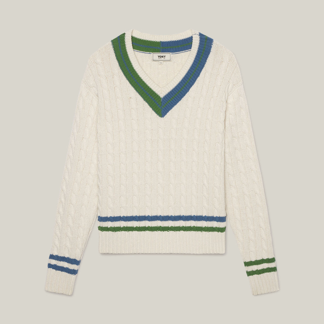 S | Contrast Tennis Sweater