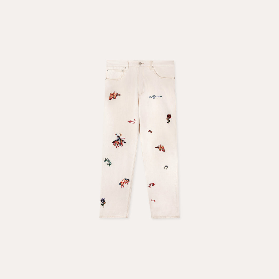 Western Embroidered Twill Pants