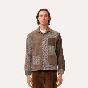Patchwork Wool Shirt Jacket